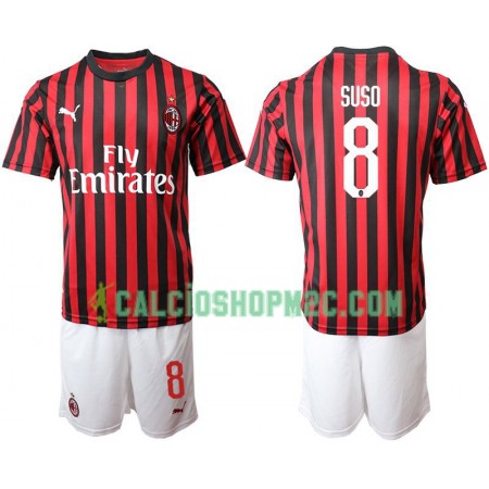 AC Milan SUSO 8 Bambino Maglia Prima 2019/2020 Manica Corta (+ Pantaloncini)